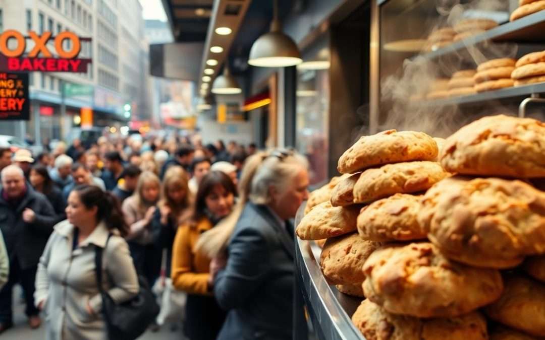 People queuing for popular scones in NYC