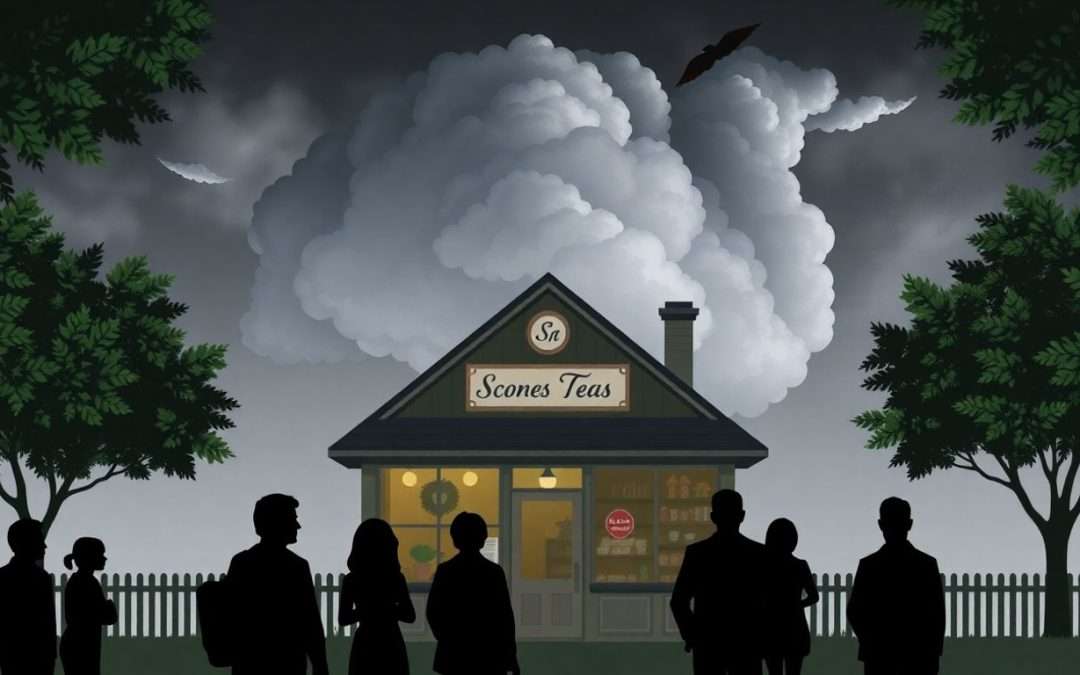 Tea shop facing stormy weather and neighbor objections.