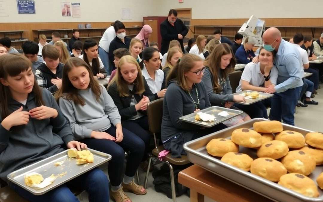 Sick students in cafeteria after eating scones